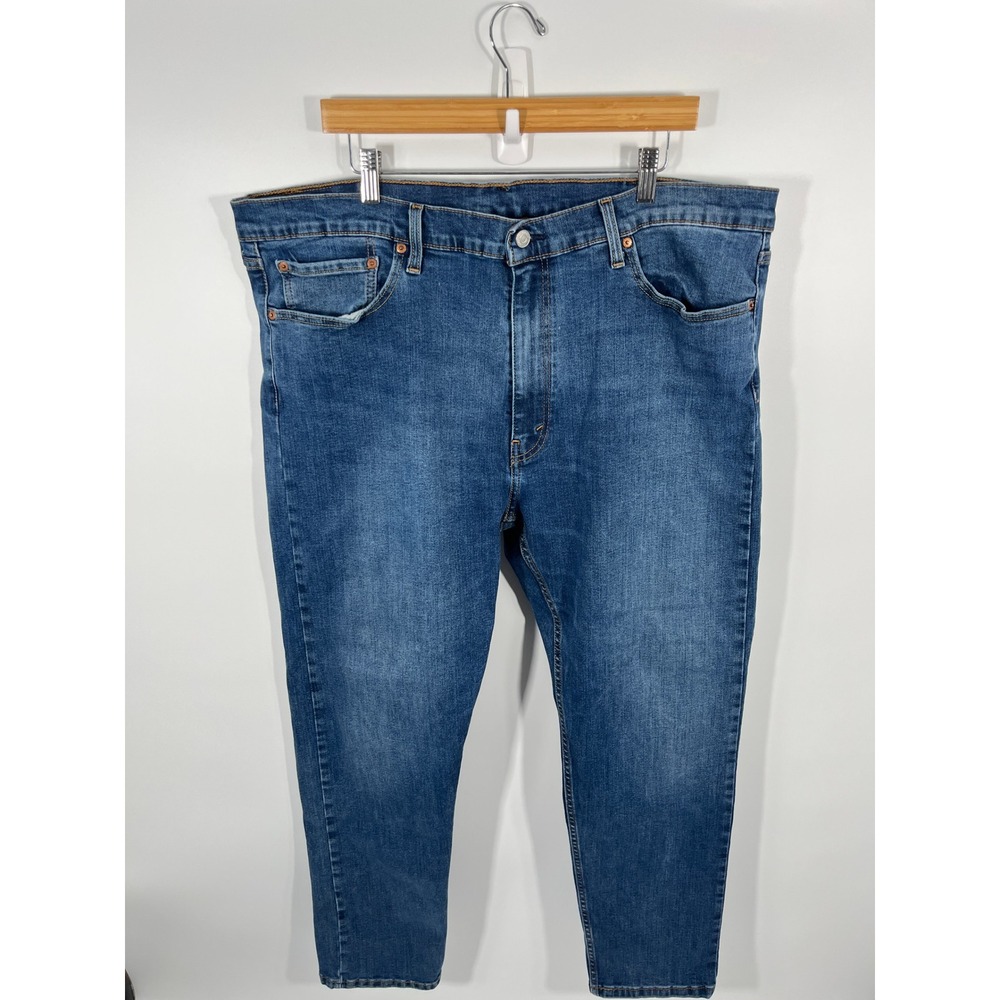 Levis 502 Jeans Mens 44x32 Blue High Rise Dark Wash Stretch Denim